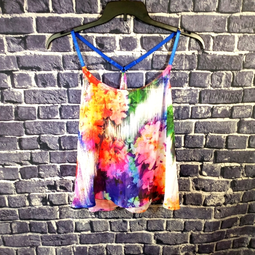 Sheer Floral Cropped Tank Top by Decree L